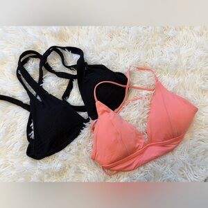 Becca by Rebecca Virtue Bikini Tops Lot of 2 Size M New With Tags Black & Coral